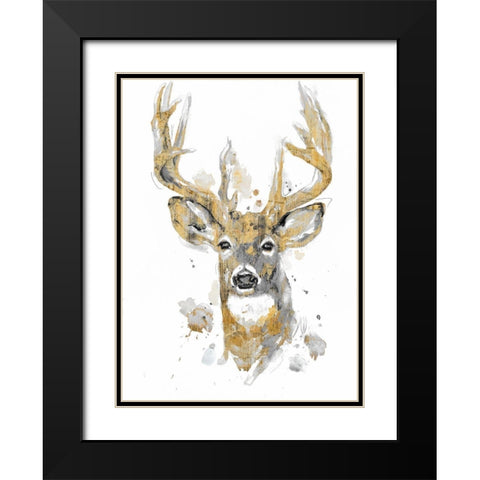 Gold Antlers II Black Modern Wood Framed Art Print with Double Matting by Pinto, Patricia