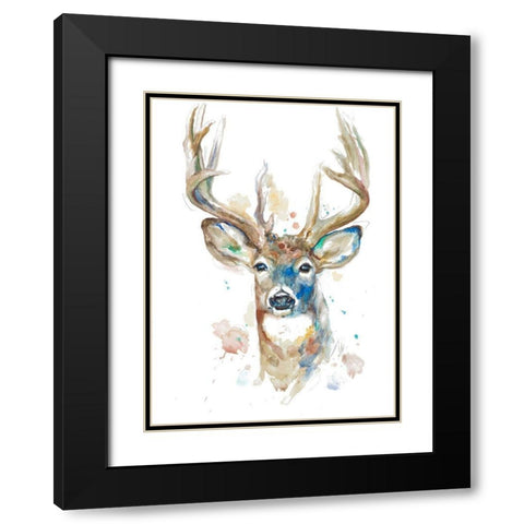 Deer Facing Front Black Modern Wood Framed Art Print with Double Matting by Pinto, Patricia