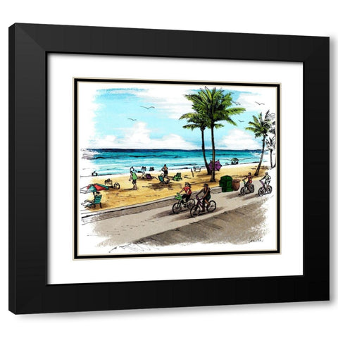 Boardwalk Scene in Color I Black Modern Wood Framed Art Print with Double Matting by Loreth, Lanie