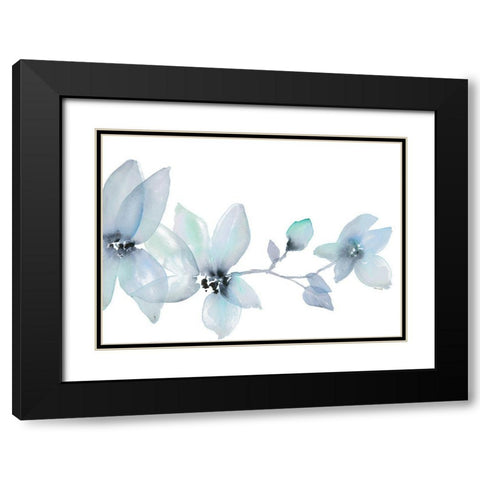 Blue Blooming Whispers I Black Modern Wood Framed Art Print with Double Matting by Loreth, Lanie