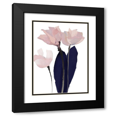 Triple Navy Whisper I Black Modern Wood Framed Art Print with Double Matting by Loreth, Lanie