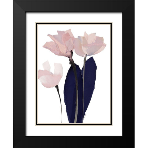 Triple Navy Whisper I Black Modern Wood Framed Art Print with Double Matting by Loreth, Lanie