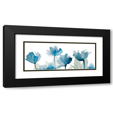 Blue Triple Whisper Garden I Black Modern Wood Framed Art Print with Double Matting by Loreth, Lanie