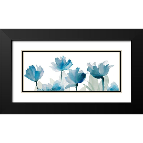 Blue Triple Whisper Garden I Black Modern Wood Framed Art Print with Double Matting by Loreth, Lanie