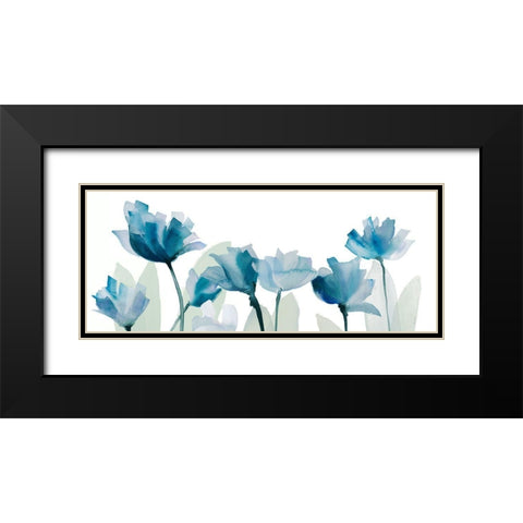 Blue Triple Whisper Garden II Black Modern Wood Framed Art Print with Double Matting by Loreth, Lanie