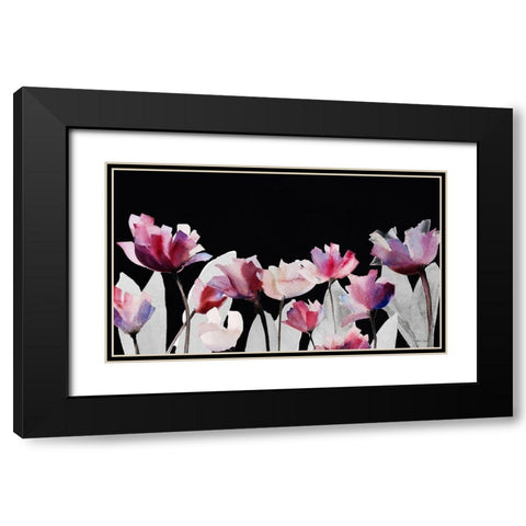 Triple Whisper Panel on Black Black Modern Wood Framed Art Print with Double Matting by Loreth, Lanie