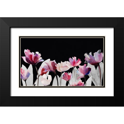 Triple Whisper Panel on Black Black Modern Wood Framed Art Print with Double Matting by Loreth, Lanie