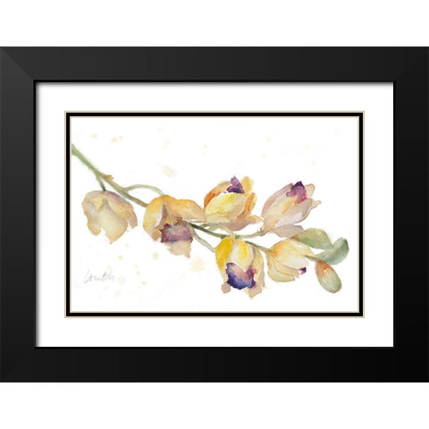 Orchid Bud Branch Black Modern Wood Framed Art Print with Double Matting by Loreth, Lanie