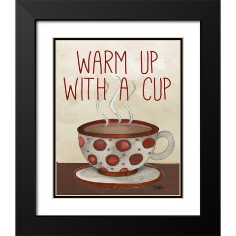 Warm Up A Cup Black Modern Wood Framed Art Print with Double Matting by Baker, Mary Beth