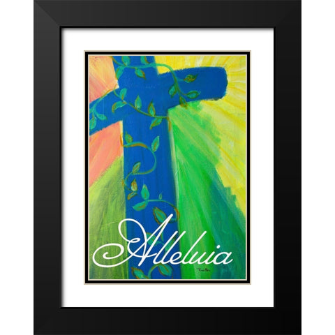 Alleluia Cross Black Modern Wood Framed Art Print with Double Matting by Maria, Robin