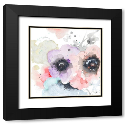Flores Square Black Modern Wood Framed Art Print with Double Matting by Pinto, Patricia