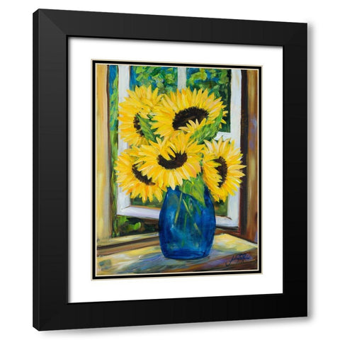 Sunflowers Black Modern Wood Framed Art Print with Double Matting by DeRice, Julie