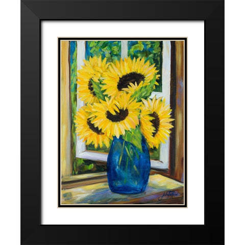 Sunflowers Black Modern Wood Framed Art Print with Double Matting by DeRice, Julie