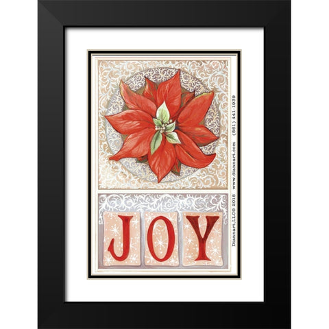 Poinsettia Joy Black Modern Wood Framed Art Print with Double Matting by Diannart