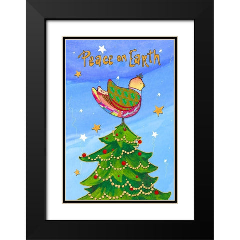 Peace on Earth Birds I Black Modern Wood Framed Art Print with Double Matting by Diannart