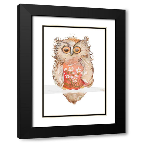 Morning Owl Black Modern Wood Framed Art Print with Double Matting by Diannart