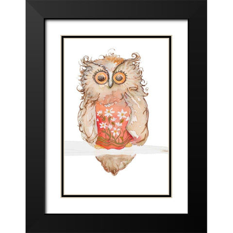 Morning Owl Black Modern Wood Framed Art Print with Double Matting by Diannart
