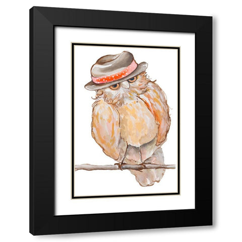 Jazzy Owl Black Modern Wood Framed Art Print with Double Matting by Diannart