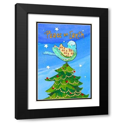 Peace on Earth Birds II Black Modern Wood Framed Art Print with Double Matting by Diannart