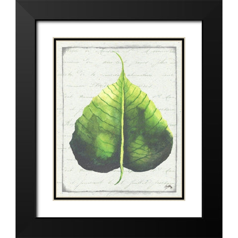 Emerald Leaf II Black Modern Wood Framed Art Print with Double Matting by Medley, Elizabeth