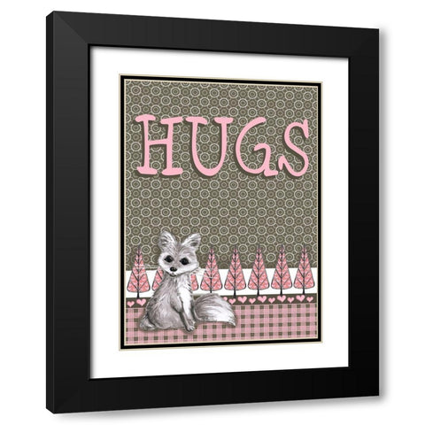 Fox Hugs Black Modern Wood Framed Art Print with Double Matting by Metz, Andi