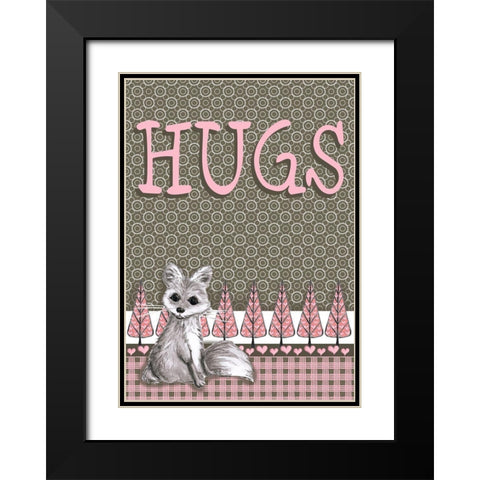 Fox Hugs Black Modern Wood Framed Art Print with Double Matting by Metz, Andi