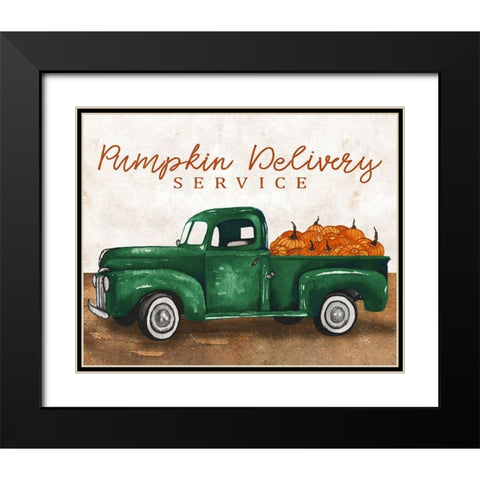 Pumpkin Delivery Service Black Modern Wood Framed Art Print with Double Matting by Medley, Elizabeth