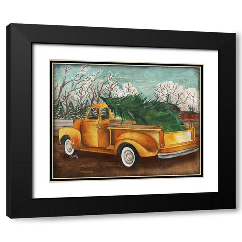 Yellow Truck and Tree III Black Modern Wood Framed Art Print with Double Matting by Medley, Elizabeth