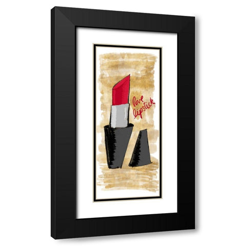 Love Lipstick Panel Black Modern Wood Framed Art Print with Double Matting by SD Graphics Studio