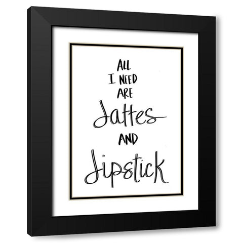 Lattes and Lipstick Black Modern Wood Framed Art Print with Double Matting by SD Graphics Studio