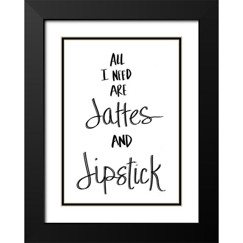 Lattes and Lipstick Black Modern Wood Framed Art Print with Double Matting by SD Graphics Studio