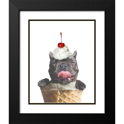 Ice Cream Dog Black Modern Wood Framed Art Print with Double Matting by SD Graphics Studio
