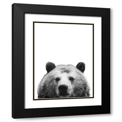 Furry Friend Black Modern Wood Framed Art Print with Double Matting by SD Graphics Studio