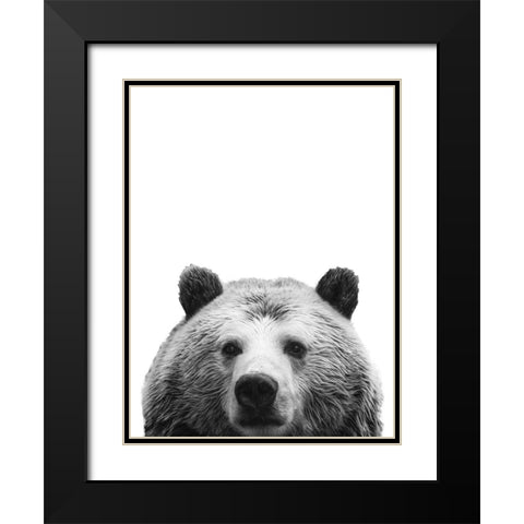 Furry Friend Black Modern Wood Framed Art Print with Double Matting by SD Graphics Studio