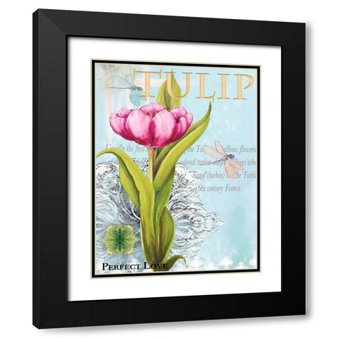 Elegant Tulip I Black Modern Wood Framed Art Print with Double Matting by Diannart
