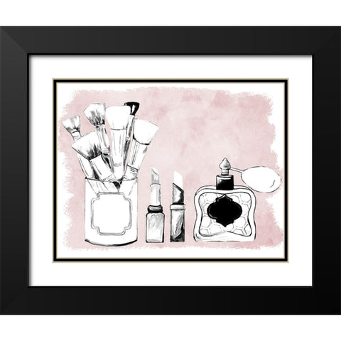 Makeup Set on Blush Black Modern Wood Framed Art Print with Double Matting by Ritter, Gina