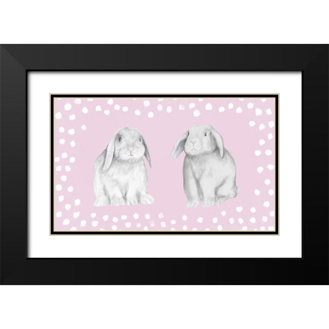 Sweet Bunnies Black Modern Wood Framed Art Print with Double Matting by Gaynor, Janice