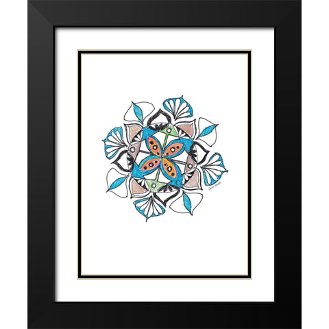 Aqua Mandala Black Modern Wood Framed Art Print with Double Matting by Loreth, Lanie