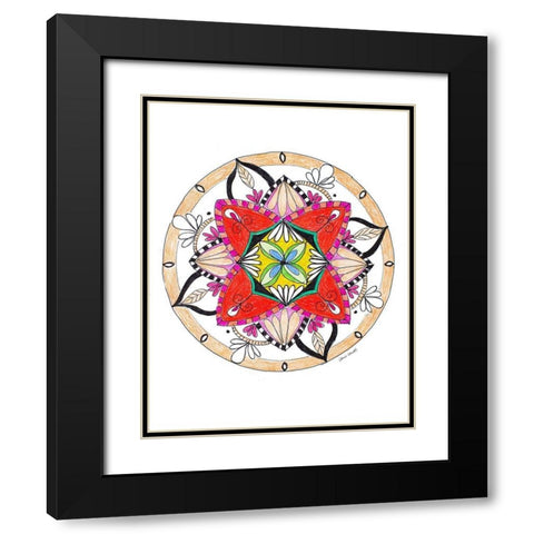 Orange Burst Mandala Black Modern Wood Framed Art Print with Double Matting by Loreth, Lanie