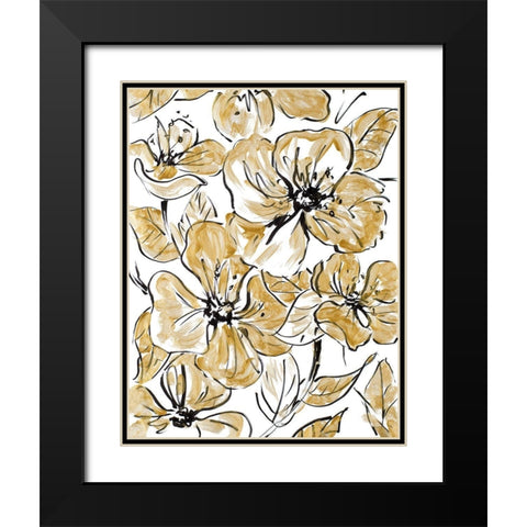 Golden Sketch Floral I Black Modern Wood Framed Art Print with Double Matting by Loreth, Lanie
