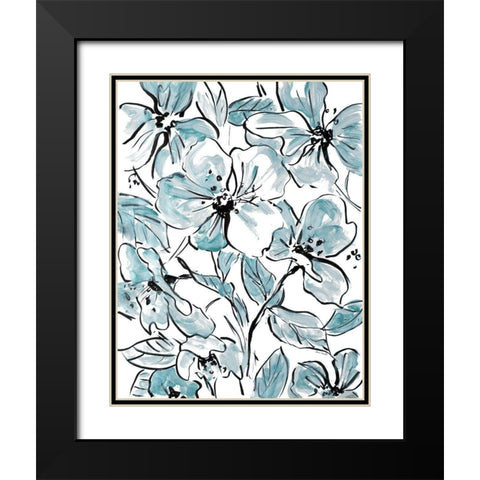 Sketch Floral In Blues I Black Modern Wood Framed Art Print with Double Matting by Loreth, Lanie