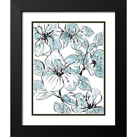 Sketch Floral In Blues II Black Modern Wood Framed Art Print with Double Matting by Loreth, Lanie
