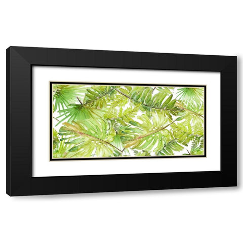 New Green Scattered Palms Black Modern Wood Framed Art Print with Double Matting by Pinto, Patricia