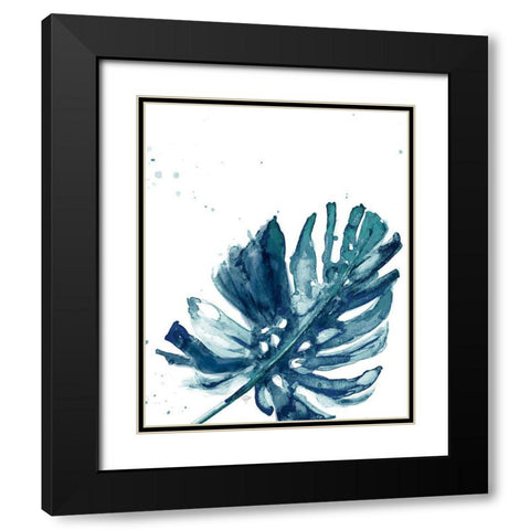 Teal Palm Frond I Black Modern Wood Framed Art Print with Double Matting by Pinto, Patricia