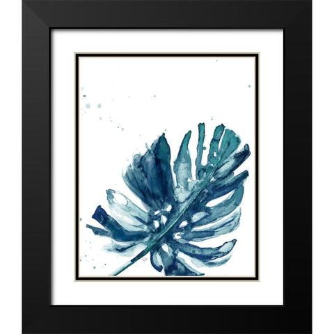 Teal Palm Frond I Black Modern Wood Framed Art Print with Double Matting by Pinto, Patricia