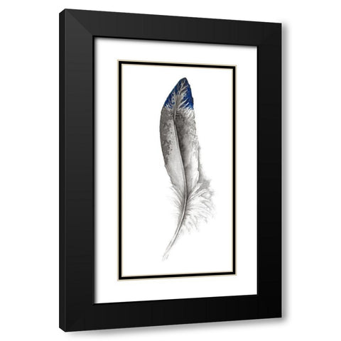 Royal Blue Tip Feather I Black Modern Wood Framed Art Print with Double Matting by Diannart