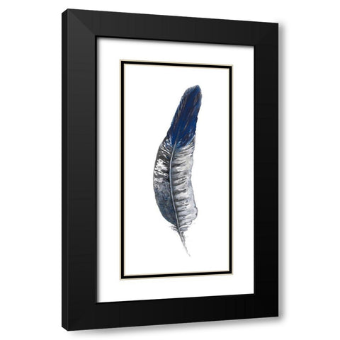 Royal Blue Tip Feather II Black Modern Wood Framed Art Print with Double Matting by Diannart