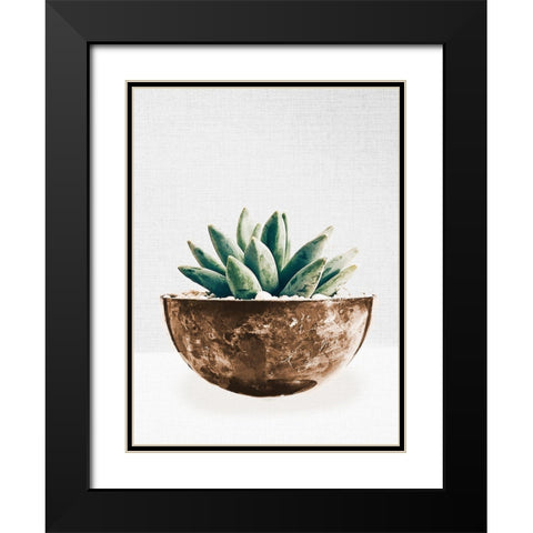 Succulent in Gold Pot II Black Modern Wood Framed Art Print with Double Matting by SD Graphics Studio