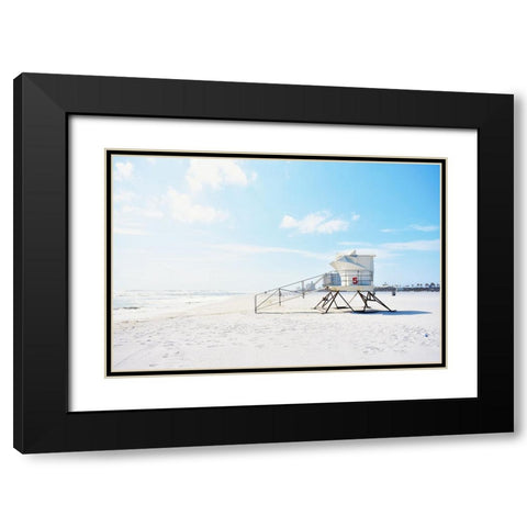 Lifeguard Station Black Modern Wood Framed Art Print with Double Matting by SD Graphics Studio