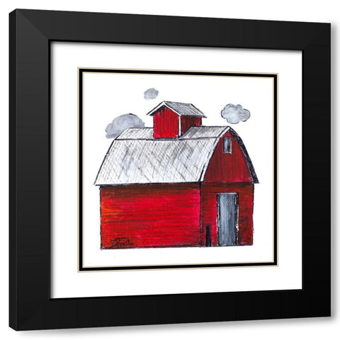 The Red Barn Black Modern Wood Framed Art Print with Double Matting by Pinto, Patricia